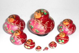 MINI fatty in dark red 10-set TINY nesting Doll Babooshki s