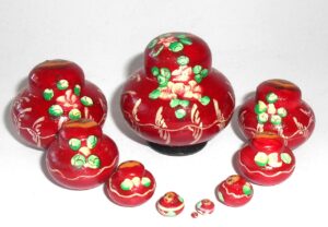MINI fatty in dark red 10-set TINY nesting Doll Babooshki s