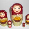 Marusya with apple basket maroon scarf small Babushka Matryoshka nesting Doll Babooshki Babushkas