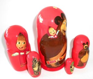Masha and the Bear on pink nesting Doll Babooshki s