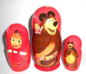 Masha and the Bear on pink nesting Doll Babooshki s