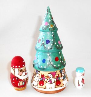 Xmas Tree 3-set woody nesting Doll Babooshki s