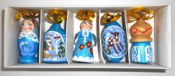 Christmas décor light blue 5-set Babushka Matryoshka nesting Doll Babooshki Babushkas BOX SET