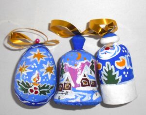 Christmas décor Gzhel style 5-set nesting Doll Babooshki s BOX SET