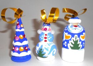 Christmas décor Gzhel style 5-set nesting Doll Babooshki s BOX SET