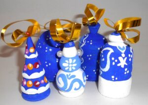Christmas décor Gzhel style 5-set nesting Doll Babooshki s BOX SET