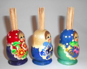 3 x Traditional Toothpick holder set 3 in blue