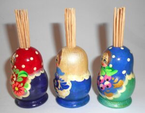 3 x Traditional Toothpick holder set 3 in blue