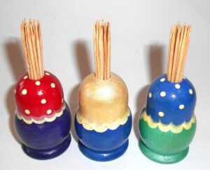 3 x Traditional Toothpick holder set 3 in blue