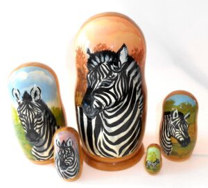 Zebra Babushka Matryoshka  nesting Doll Babooshki Babushkas