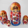 Rooster / Chicken Girl in red and blue floral dress 4-set Babushka Matryoshka nesting Doll Babooshki Babushkas Classic Village