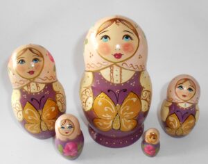 Marusya with butterfly purple dress medium Babushka Matryoshka nesting Doll Babooshki Babushkas