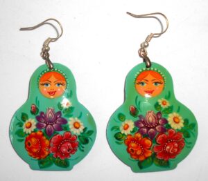 Earrings blue-green dress Babushka Matryoshka Babooshki Babushkas