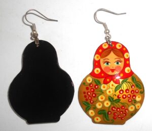 Earrings red scarf golden floral dress Babooshki s
