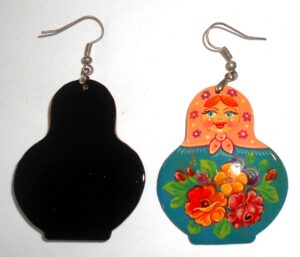 Earrings orange scarf blue floral dress Babooshki s