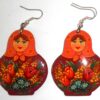 Earrings orange scarf dark red floral dress Babooshki s