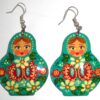 Earrings cyan floral dress Babooshki s
