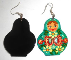 Earrings cyan floral dress Babooshki s