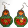 Earrings blue scarf dark green floral dress Babooshki s