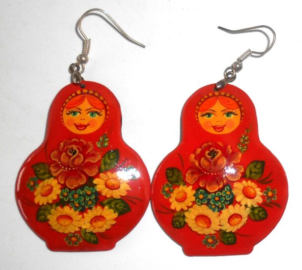 Earrings red floral dress Babooshki s