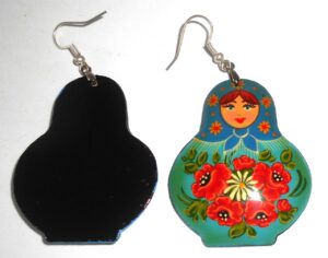 Earrings dark blue scarf blue floral dress Babooshki s