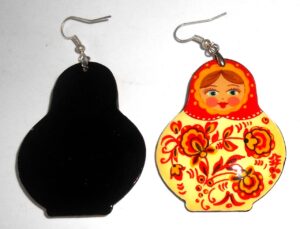 Earrings red scarf white floral dress Babooshki s