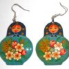 Earrings dark blue scarf blue floral dress II Babooshki s