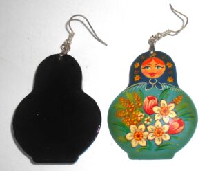 Earrings dark blue scarf blue floral dress II Babooshki s