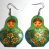 Earrings green scarf sparkling blue floral dress Babooshki s