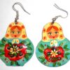 Earrings white scarf blue floral dress II Babooshki s