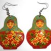 Earrings faded green scarf red floral dress Babooshki s
