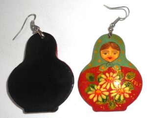 Earrings faded green scarf red floral dress Babooshki s