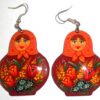 Earrings orange scarf dark red floral dress II Babooshki s