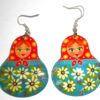 Earrings red scarf blue floral dress Babooshki s