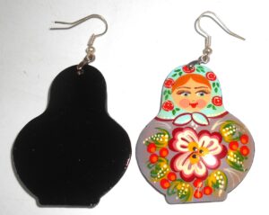 Earrings light blue scarf purple floral dress Babooshki s