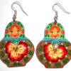 Earrings cyan scarf light brown floral dress Babooshki s