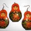 Earrings and pendant: red scarf black dress Babooshki s