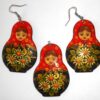 Earrings and pendant: red scarf black floral dress Babooshki s