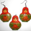 Earrings and pendant: red scarf green floral dress Babooshki s