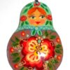 Pendant: cyan scarf light brown floral dress Babushka Matryoshka Babooshki Babushkas