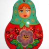 Pendant: cyan scarf red floral dress Babushka Matryoshka Babooshki Babushkas