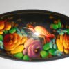 Hair Clip: Flowers on black w/bird oval Babooshki s