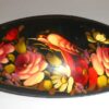 Hair Clip: Flowers on black w/bird oval Babooshki s