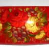 Hair Clip: Flowers on red rectangle Babooshki s