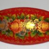 Hair Clip: Flowers on red w/ornament oval Babooshki s
