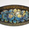 Hair Clip: blue Flowers on black w/ornament oval Babooshki s