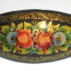 Hair Clip: Flowers on black w/ornament oval Babooshki s