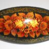 Hair Clip: Flowers on black w/ornament oval Babooshki s