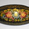 Hair Clip: Flowers on black w/ornament oval Babooshki s