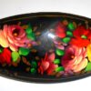 Hair Clip: Flowers on black oval Babooshki s